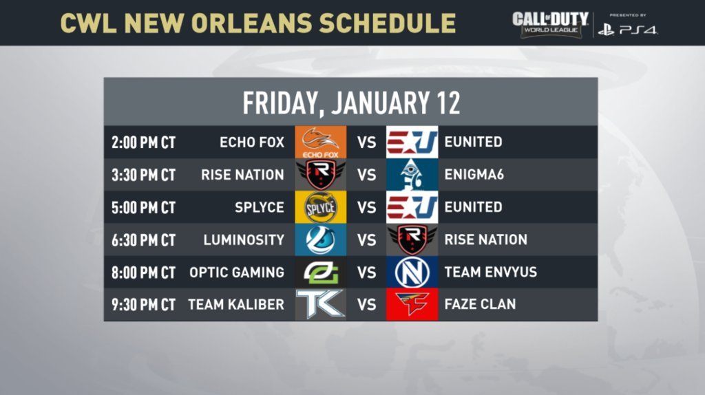 CWL NOLA schedule