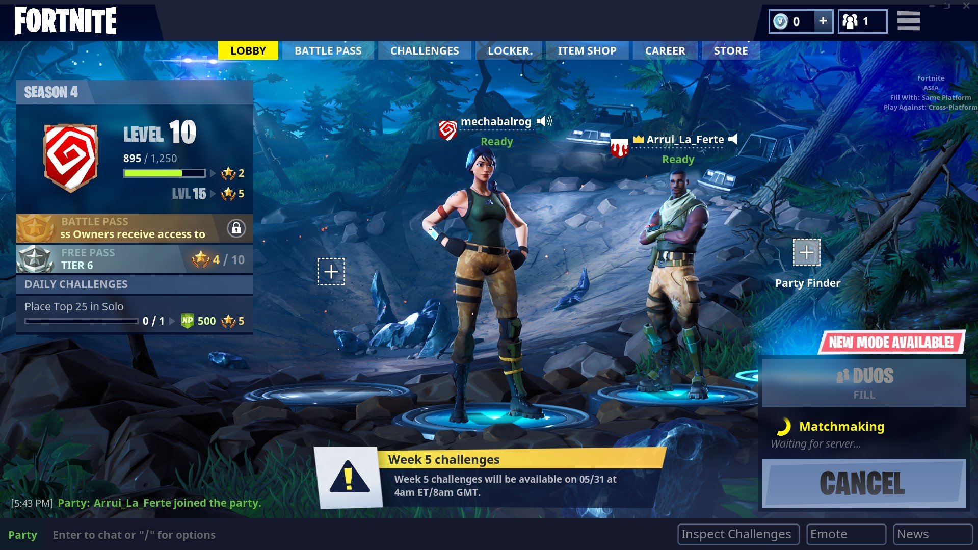 fortnite battle pass challenge update