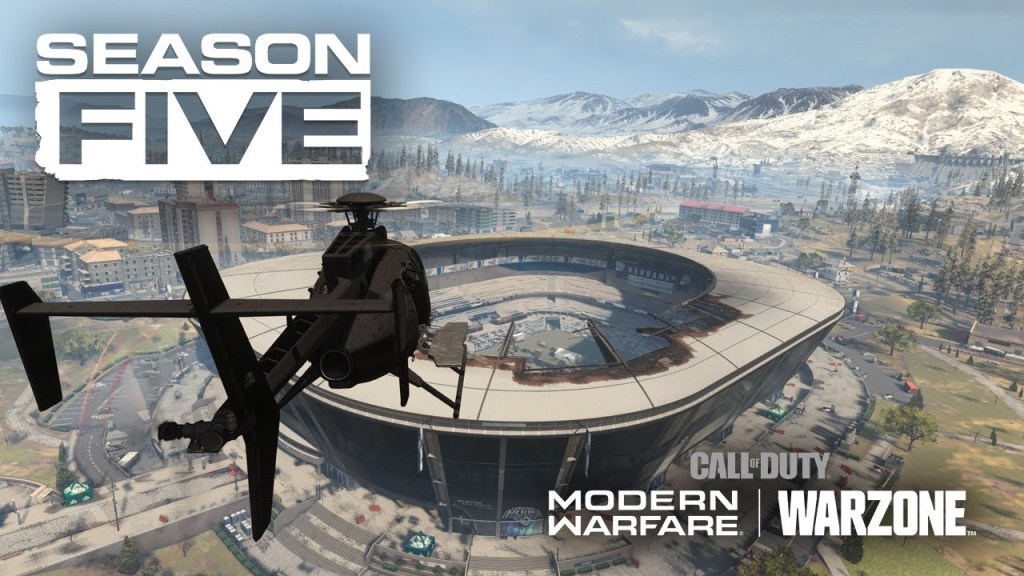 call of duty modern warfare warzone season five stadium roof open loot trains