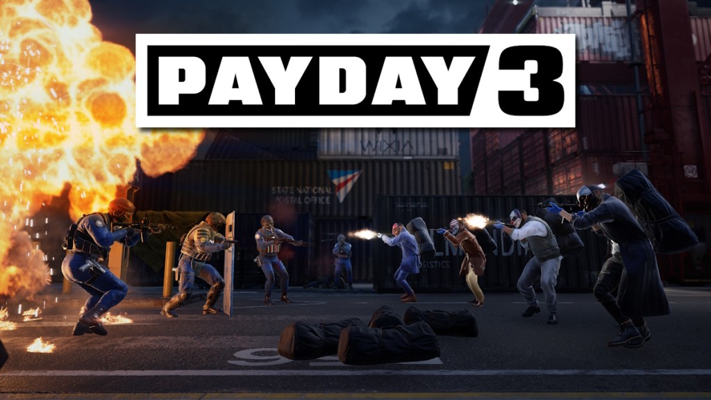 Payday 3 screenshot overlaid with game logo