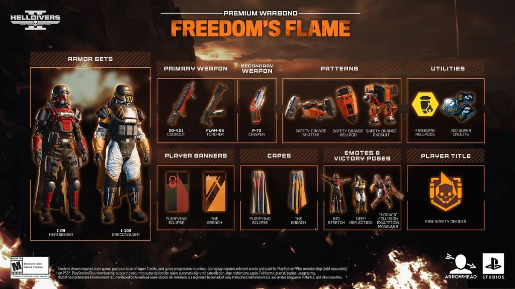 Arrowhead announces Freedoms Flame Helldivers 2 Warbond