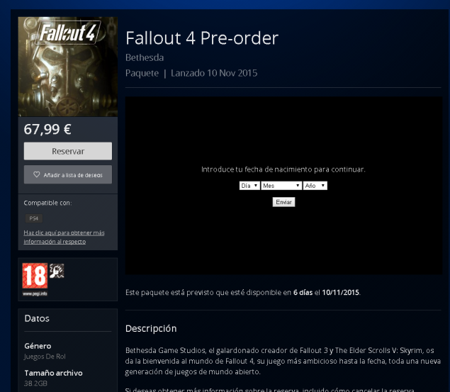 Spain PSN store