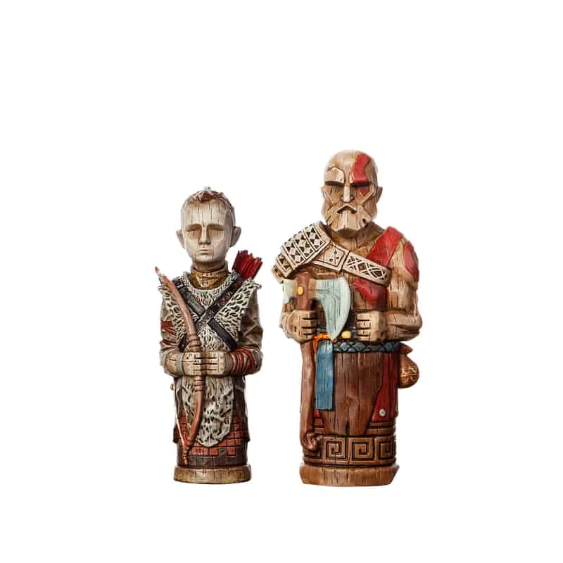 God of War's Kratos and Atreus Wooden Artifacts