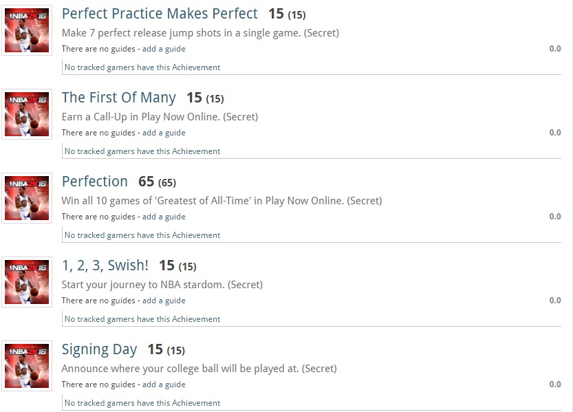 NBA 2K16 Achievement List