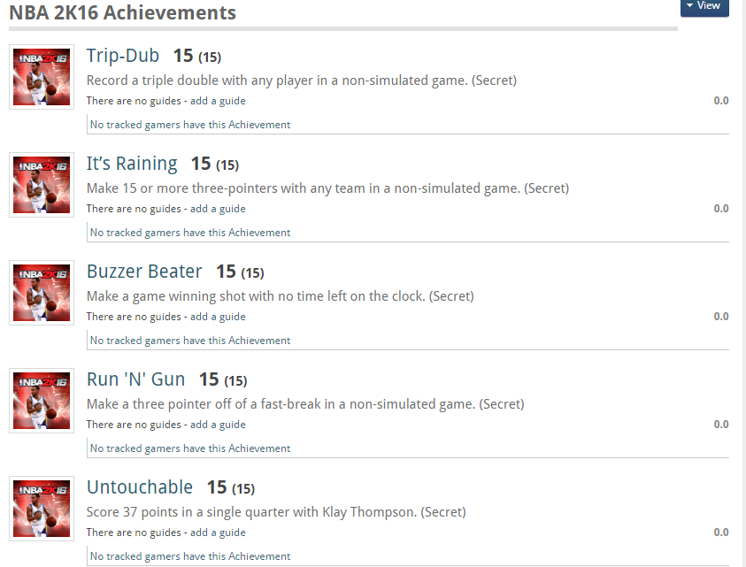 NBA 2K16 Achievement List