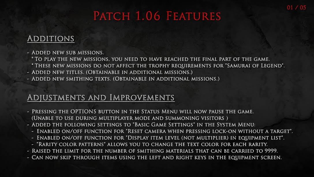 Nioh Update 1.06