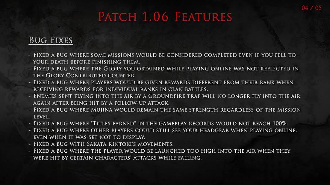 Nioh Update 1.06