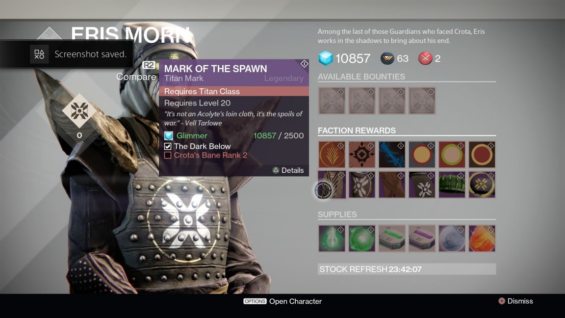 The Dark Below -- Eris Items