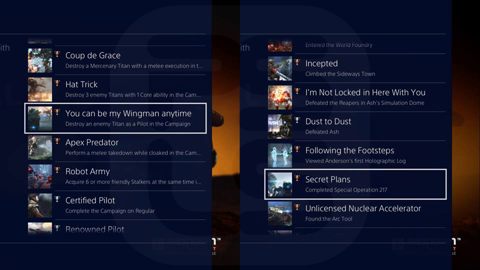 Titanfall 2 Trophies