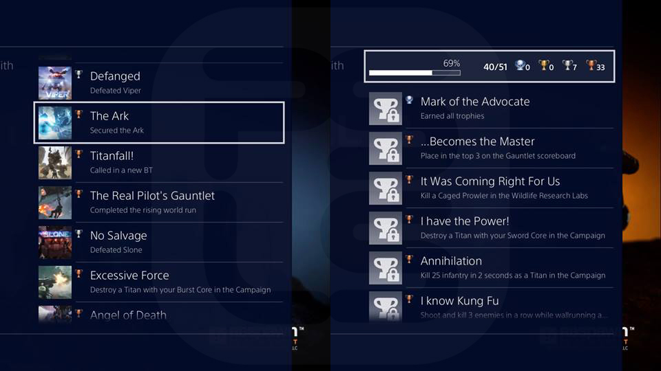 Titanfall 2 Trophies