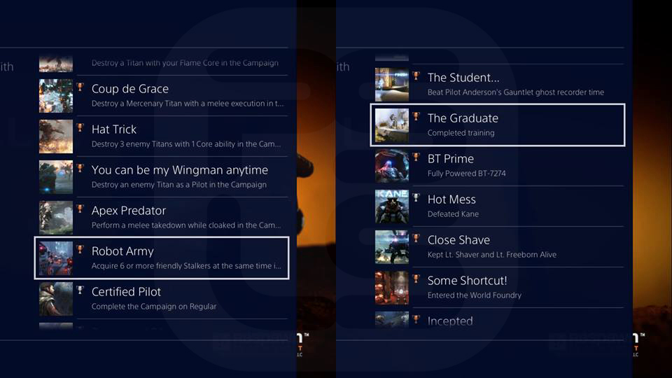 Titanfall 2 Trophies