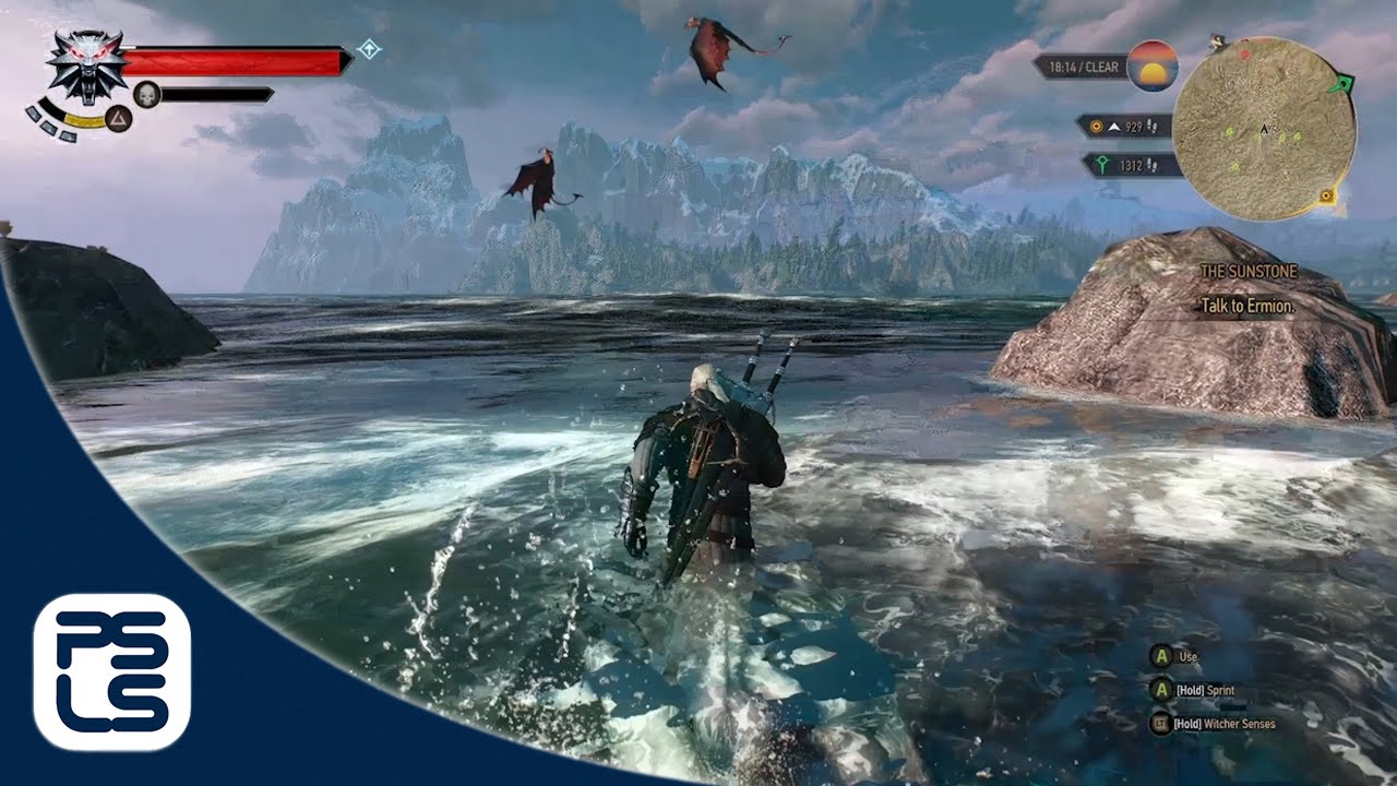 16 - The Witcher 3 -- Ekhidna She-Dragon Fight & Underwater Gameplay